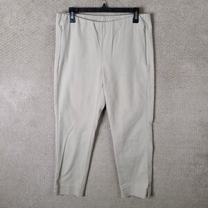 J Jill Pants Women 12 Beige Essential Cotton Stretch Straight Leg Pull On Casual